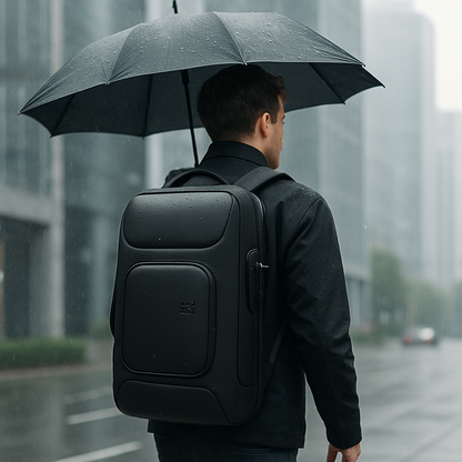 Laptoprucksack mit verdeckten Reißverschlüssen und USB-Durchführung