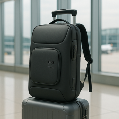 Laptoprucksack mit verdeckten Reißverschlüssen und USB-Durchführung