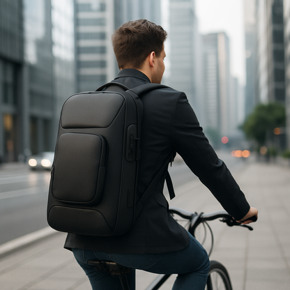 Laptoprucksack mit verdeckten Reißverschlüssen und USB-Durchführung