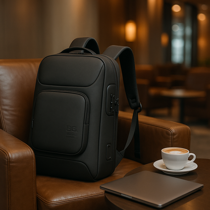 Laptoprucksack mit verdeckten Reißverschlüssen und USB-Durchführung