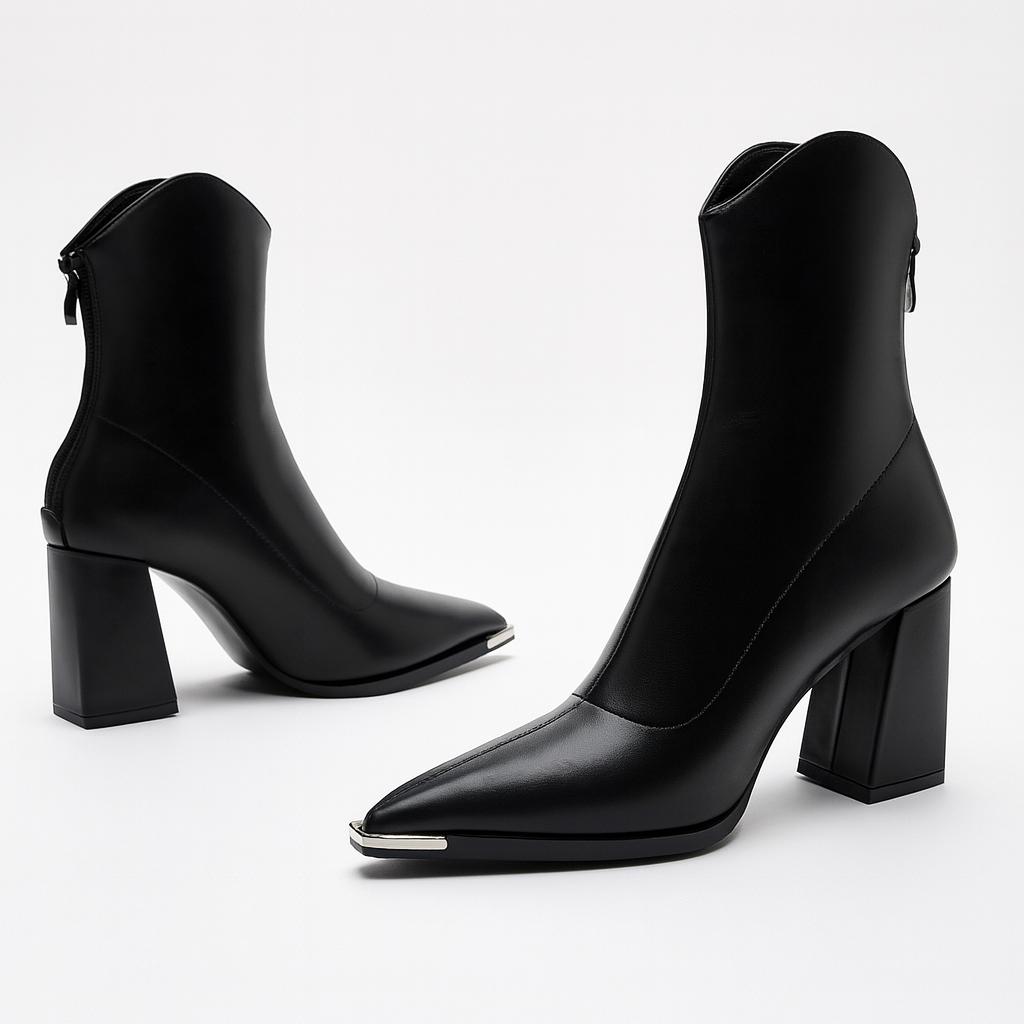 Women's Chelsea Boots with Modern Chrome Detail and Slim Design