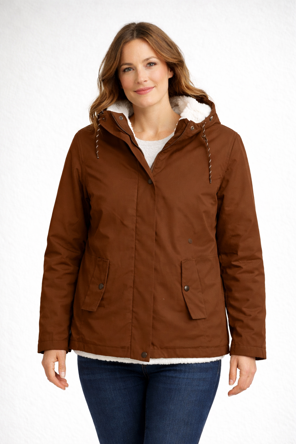 Rückansicht der gefütterten Damen-Winterjacke