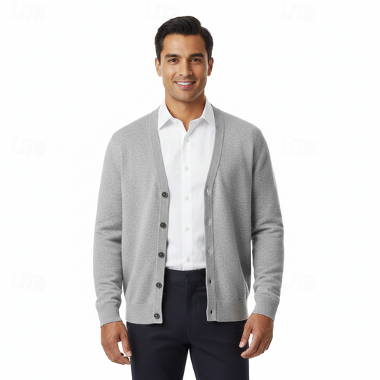 Herren-Cardigan mit V-Ausschnitt und durchgehender Knopfleiste