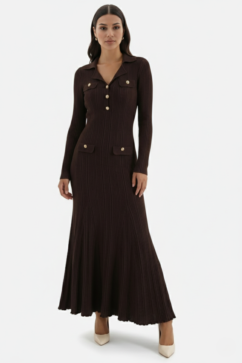 Elegantes Damen-Maxikleid aus weichem Strick