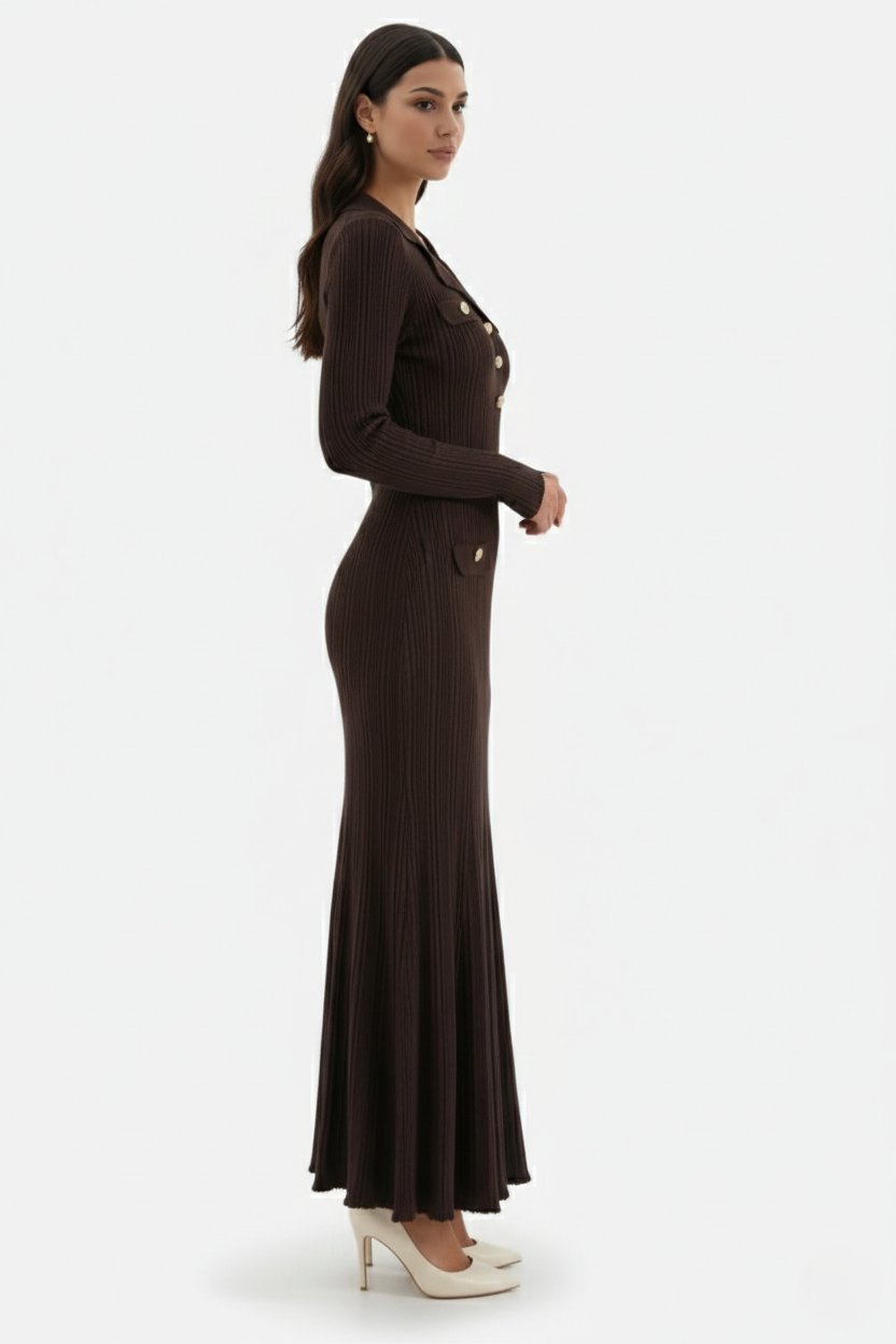 Langärmeliges Strickkleid für stilvolle Damen-Looks