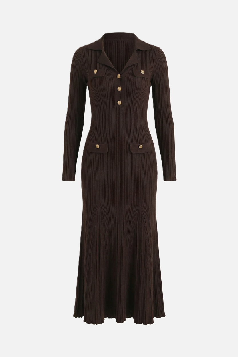Damen Langarmkleid mit fließender Maxilänge