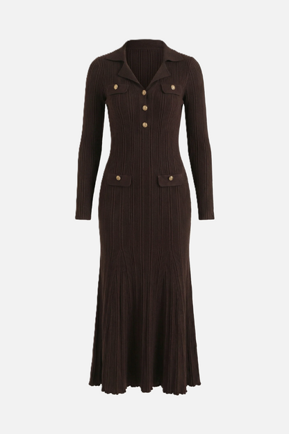 Damen Langarmkleid mit fließender Maxilänge