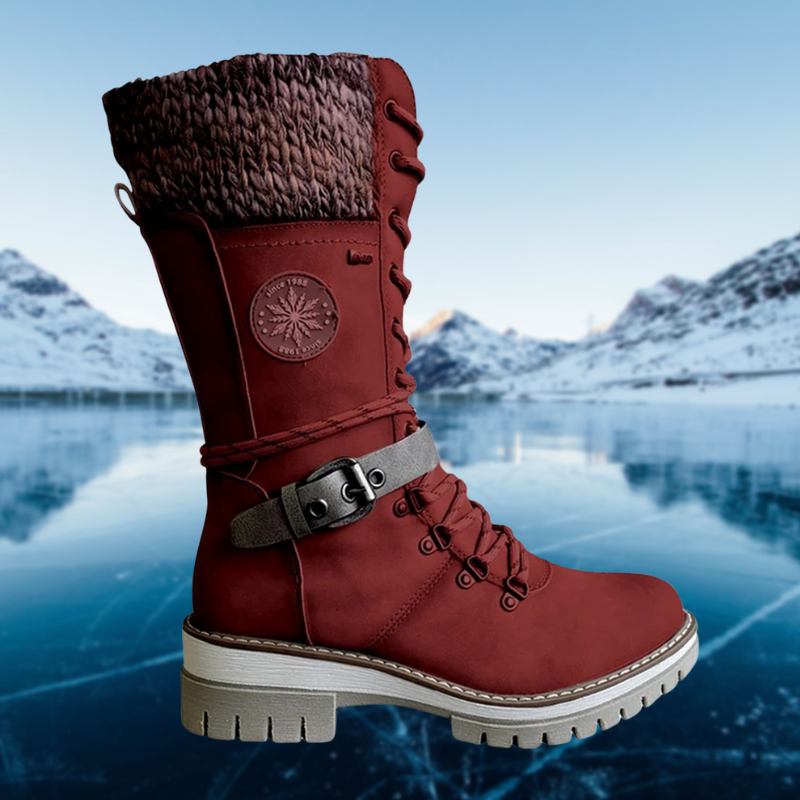 Women's winter boots with knitted cuff and zipper 