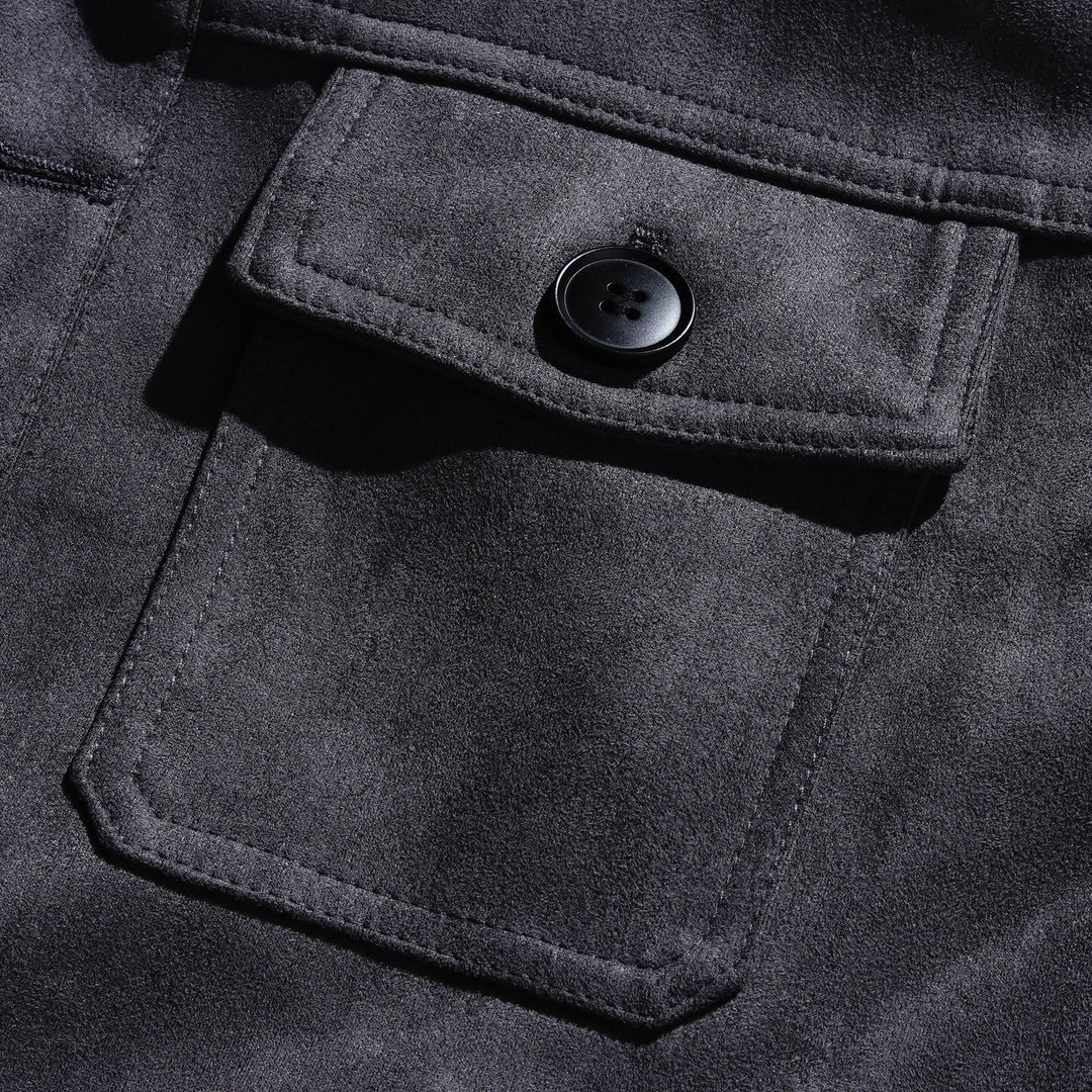 Men's casual jacket with stand-up collar and button placket 