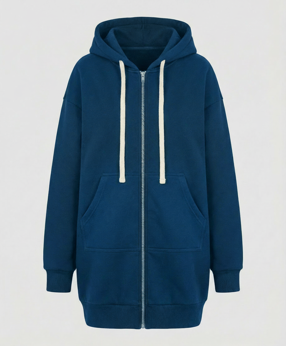 Detailansicht der Kapuze am Damen-Zip-Hoodie