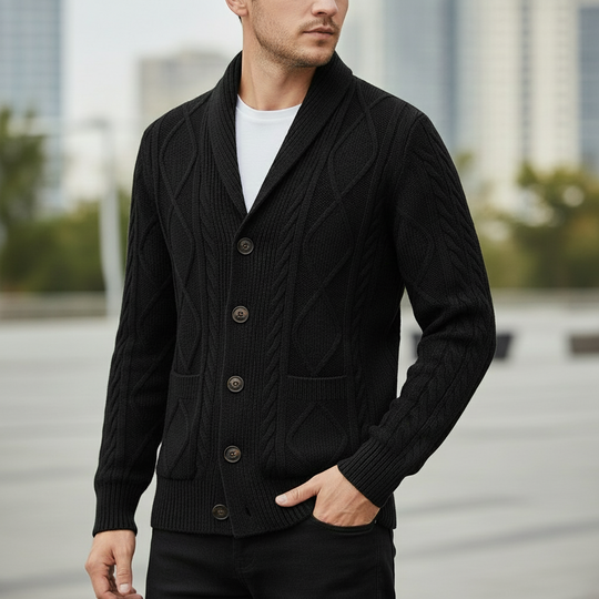 Men's cardigan with button placket and pockets