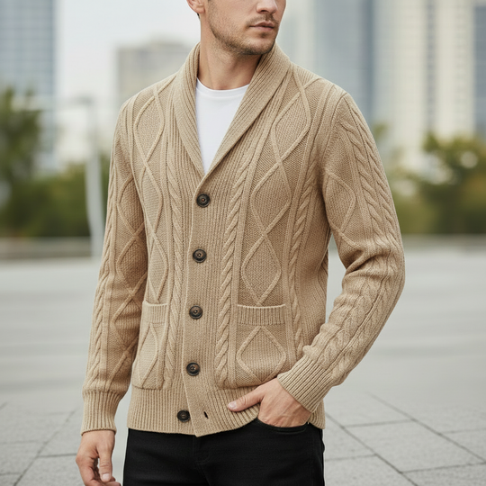Men's cardigan with button placket and pockets