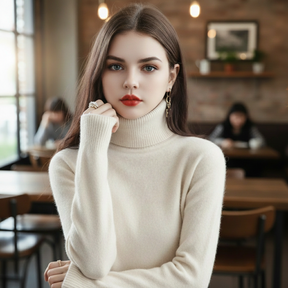 Women's roll-neck sweater with a clean design 