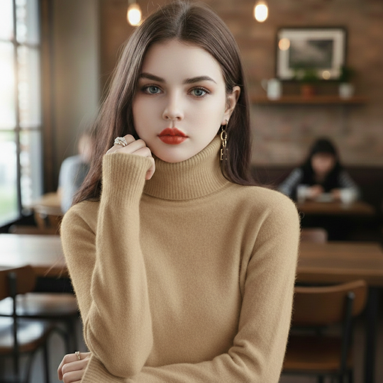 Women's roll-neck sweater with a clean design 