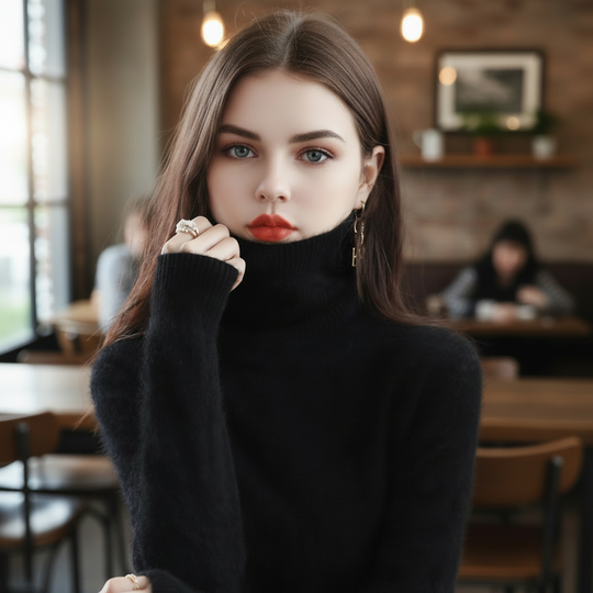 Women's roll-neck sweater with a clean design 