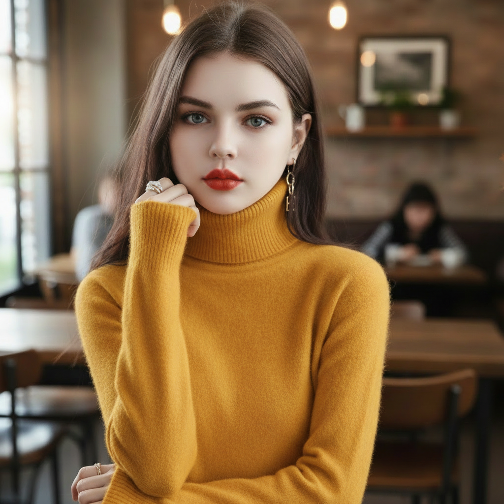 Women's roll-neck sweater with a clean design 