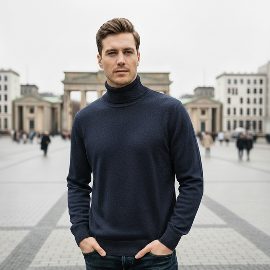 Men's roll-neck sweater with a clean design 