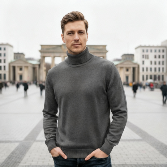 Men's roll-neck sweater with a clean design 