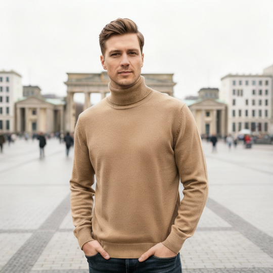 Men's roll-neck sweater with a clean design 