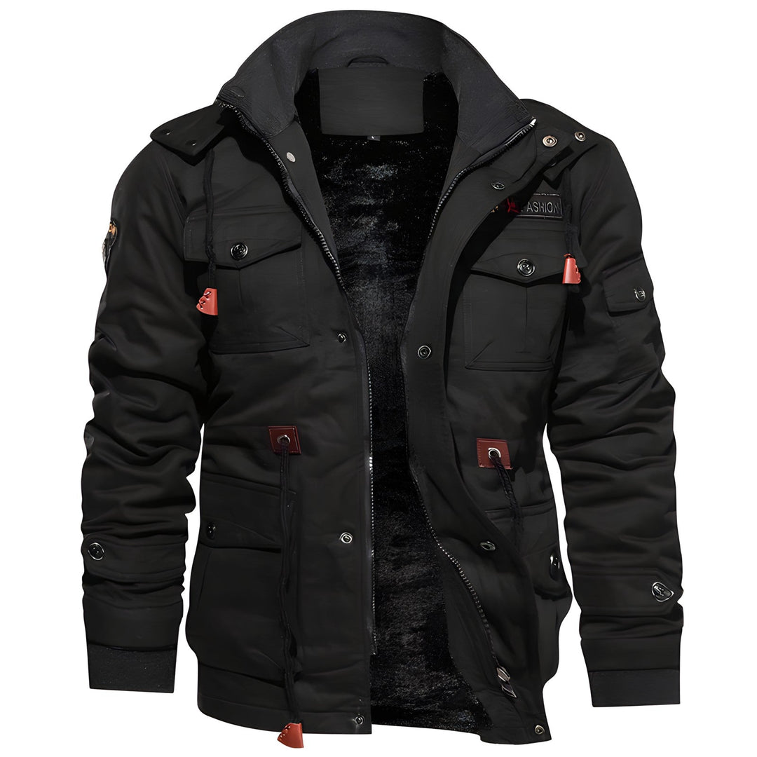 Men's Military Jacket with Multiple Pockets