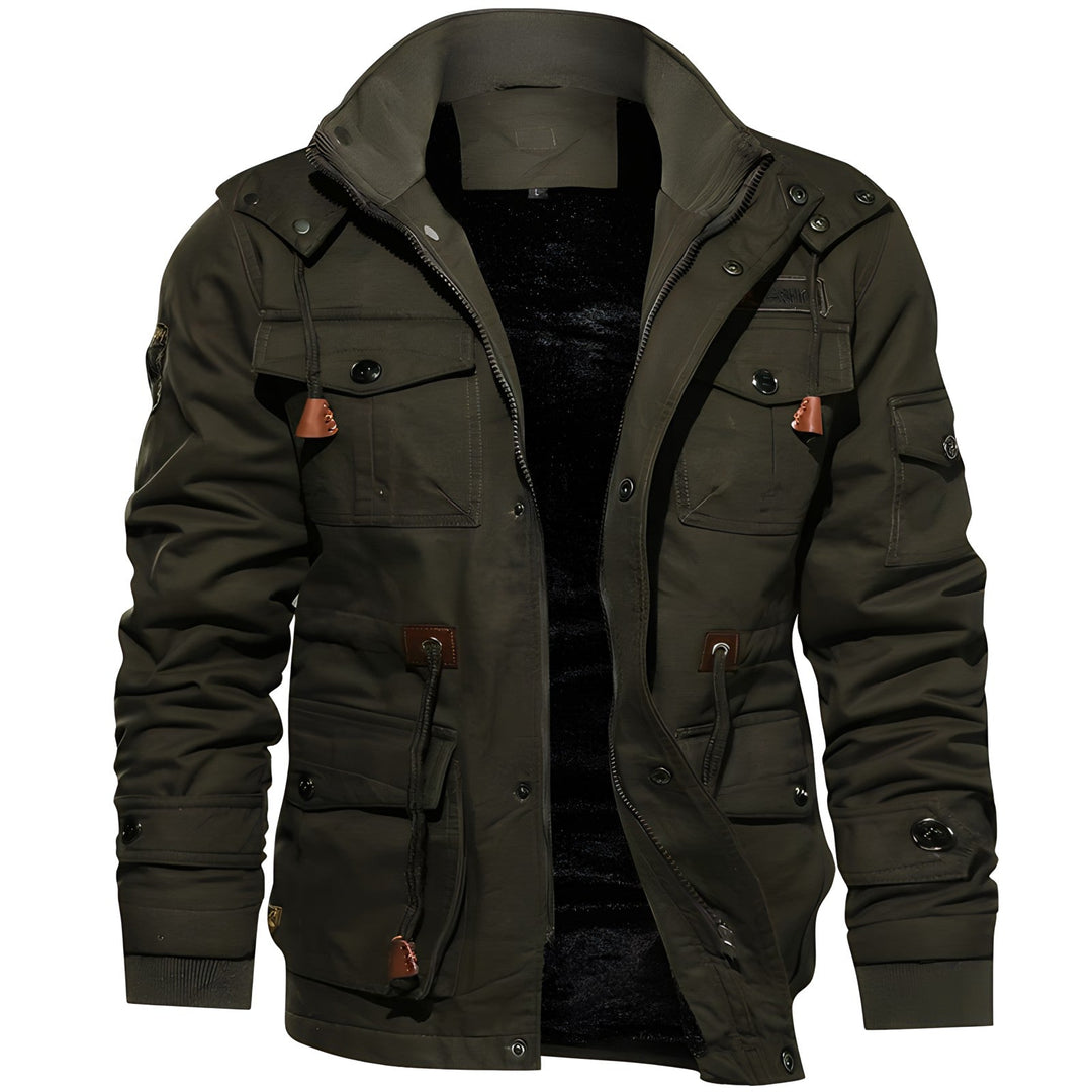 Men's Military Jacket with Multiple Pockets