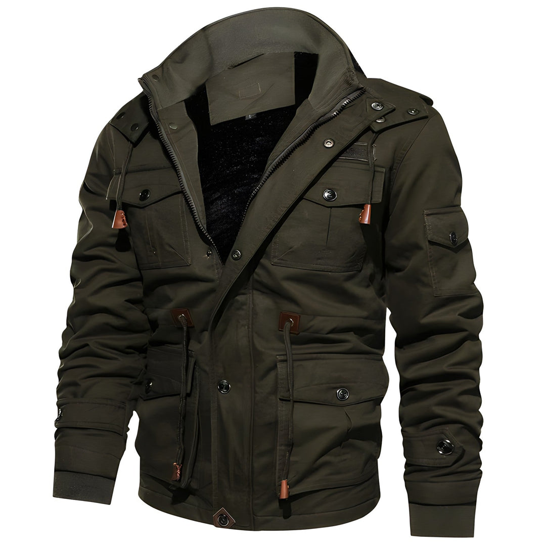 Men's Military Jacket with Multiple Pockets