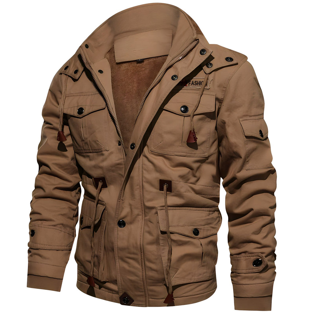 Men's Military Jacket with Multiple Pockets