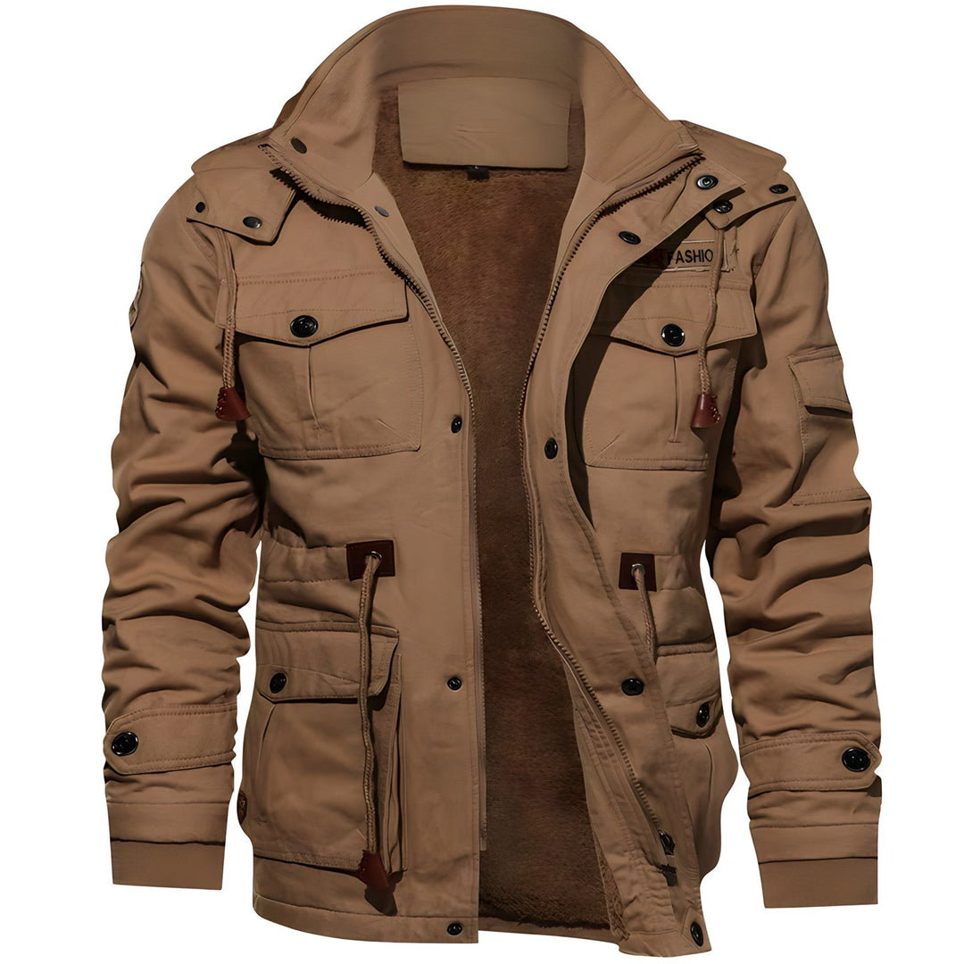 Men's Military Jacket with Multiple Pockets