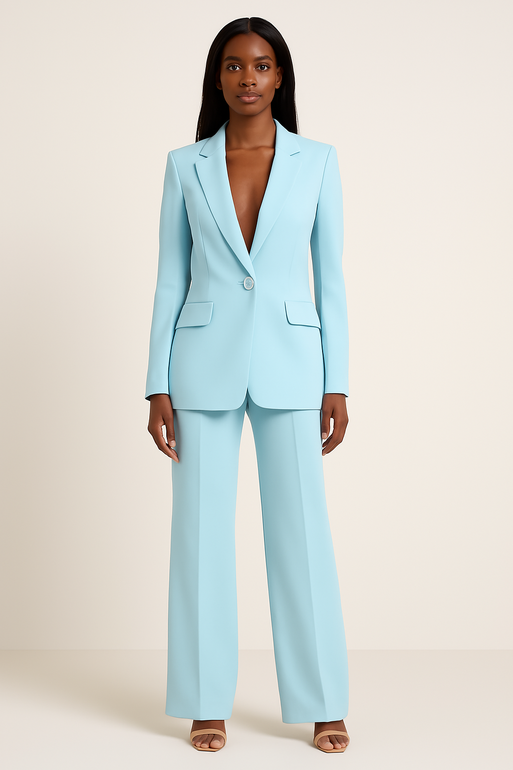 Women's Blazer and Trousers Set with Classic Design 