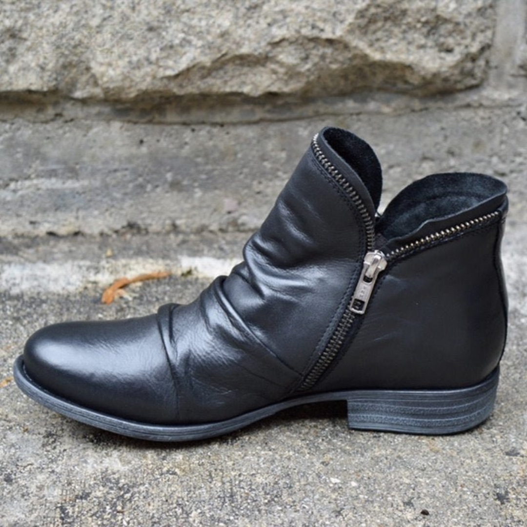 Women's Boots with Classic Design and Zipper 