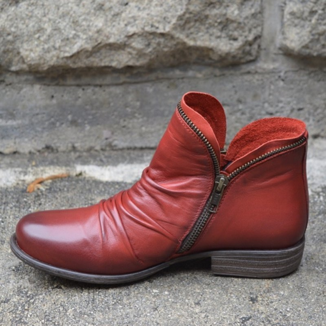 Women's Boots with Classic Design and Zipper 