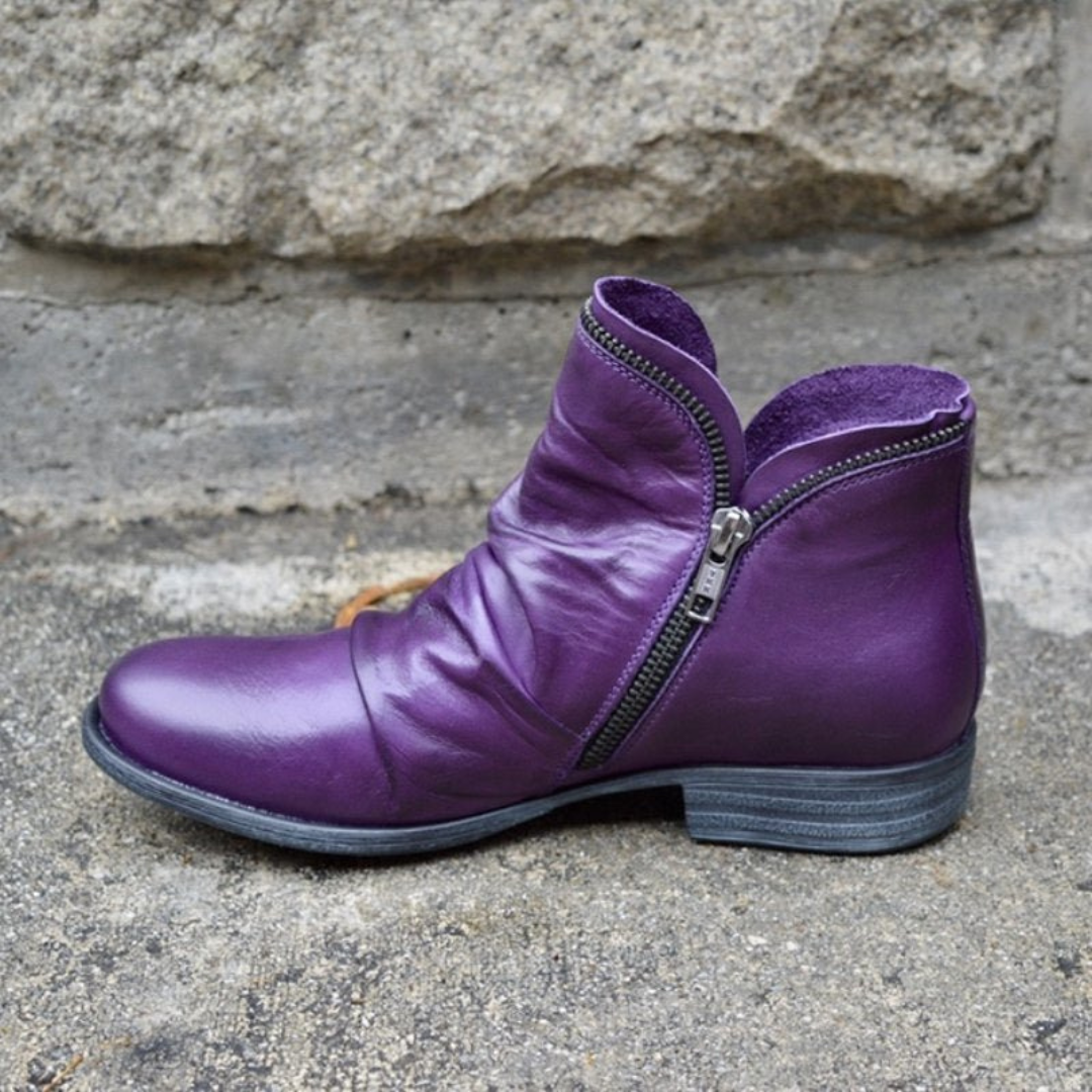 Women's Boots with Classic Design and Zipper 