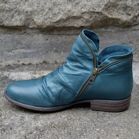 Women's Boots with Classic Design and Zipper 