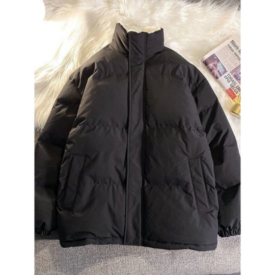 Men's quilted jacket with stand-up collar and warm lining