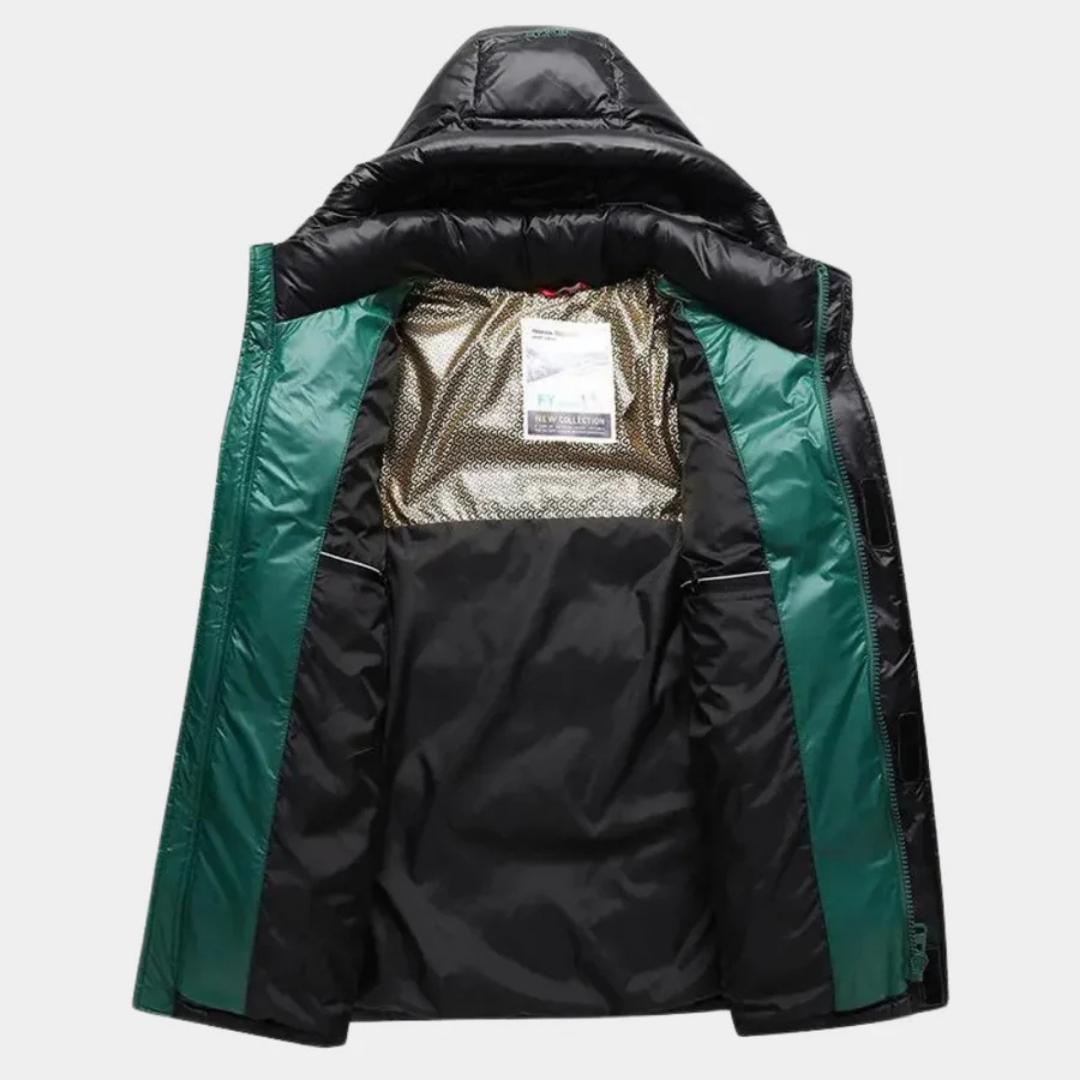 Men's Winter Quilted Jacket with Hood and Zipper