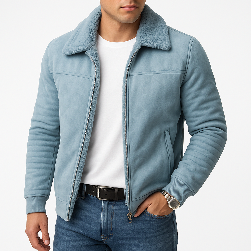 Men's winter jacket with zipper and stand-up collar 