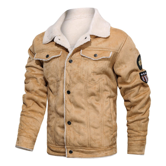 Men's suede jacket with sherpa lining