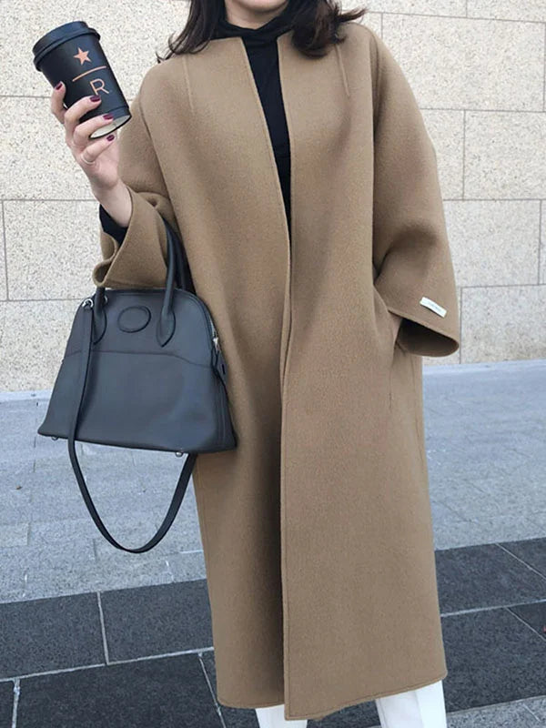 Women's Long Coat with Classic Design 