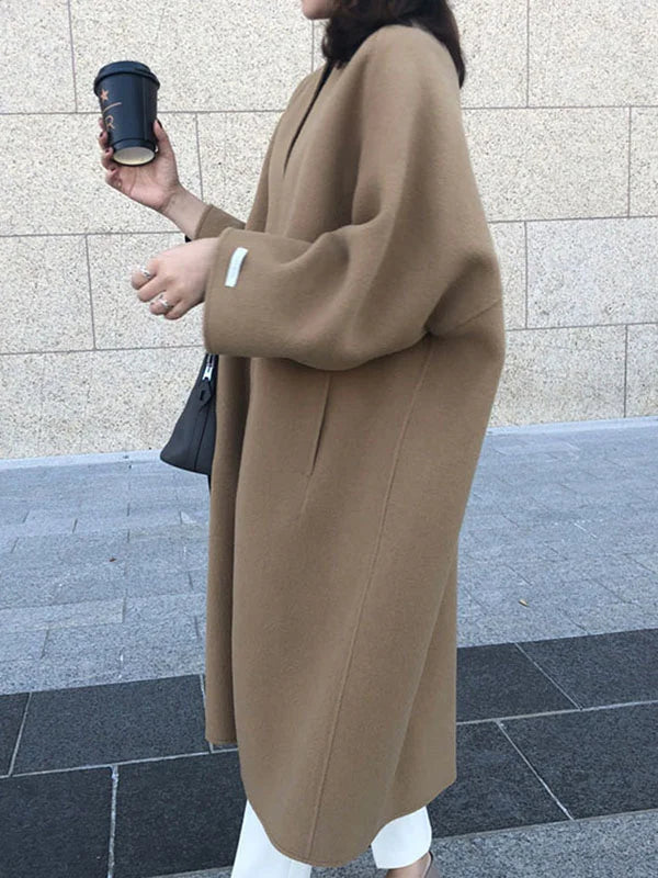 Women's Long Coat with Classic Design 