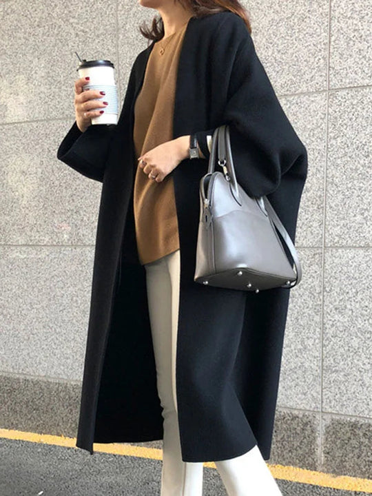Women's Long Coat with Classic Design 