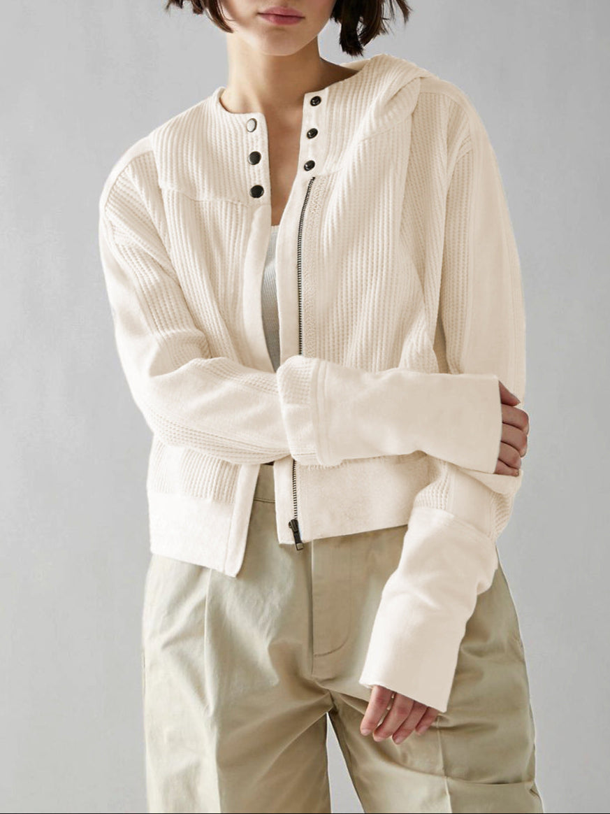 Women's hooded jacket with textured pattern