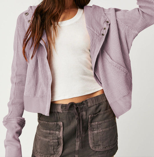 Women's hooded jacket with textured pattern