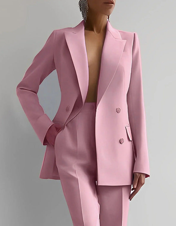 Women's Blazer and Trousers Set with Straight Cut