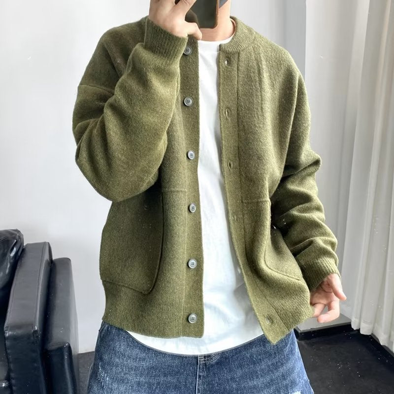 Men's Knit Sweater with Button Placket 