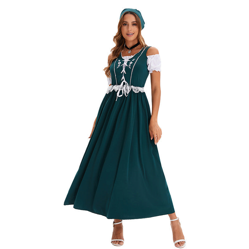 Rückansicht des Damen-Trachtenkleids mit passformbetonter Corsage
