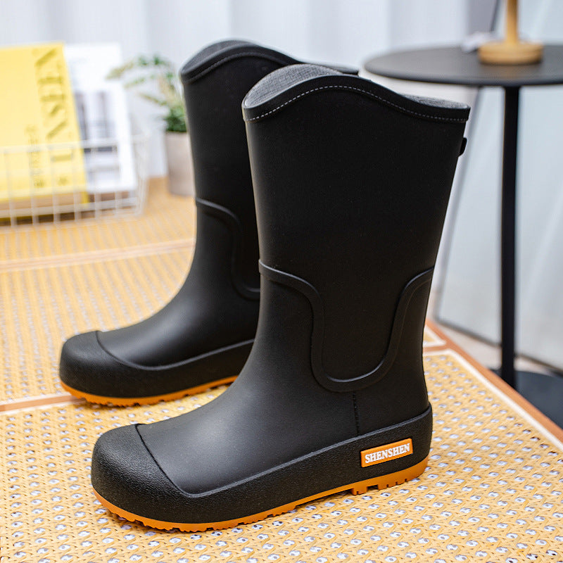 Damen Wasserdichte Mittelhohe Gummistiefel Mit Profilsohle
