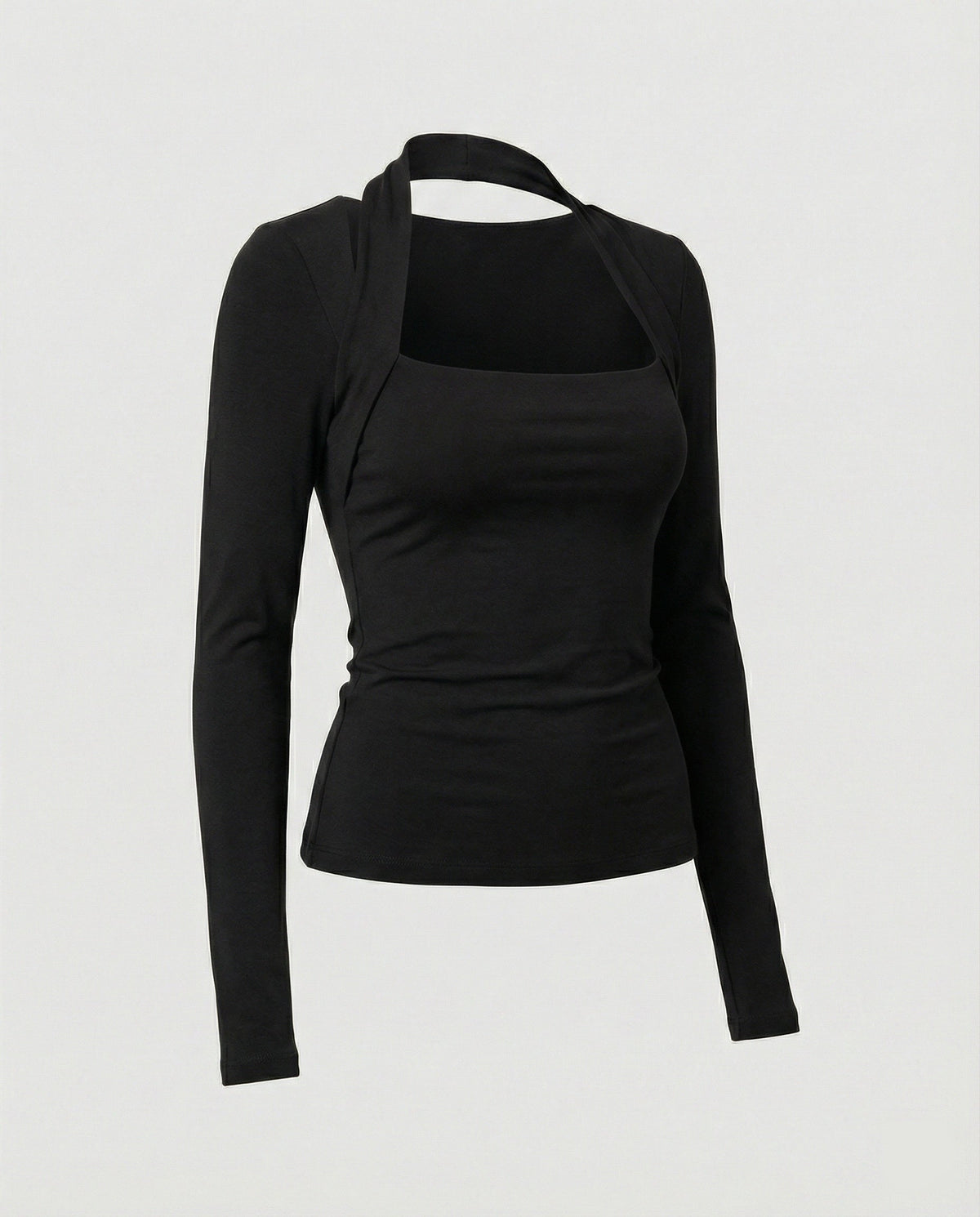 Slim-Fit-Langarmshirt in Schwarz für vielseitige Alltagslooks