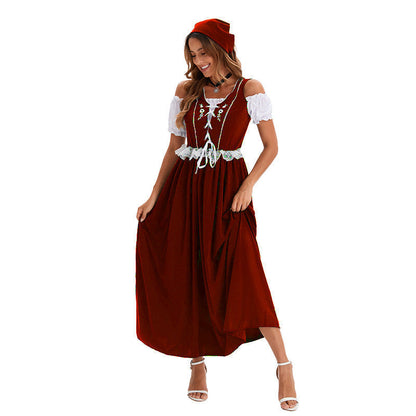 Vorderansicht des langen Dirndl-Kleids für festliche Anlässe