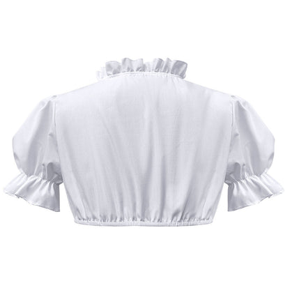Seitliche Ansicht der kurzen Damen-Dirndlbluse mit Puffärmeln
