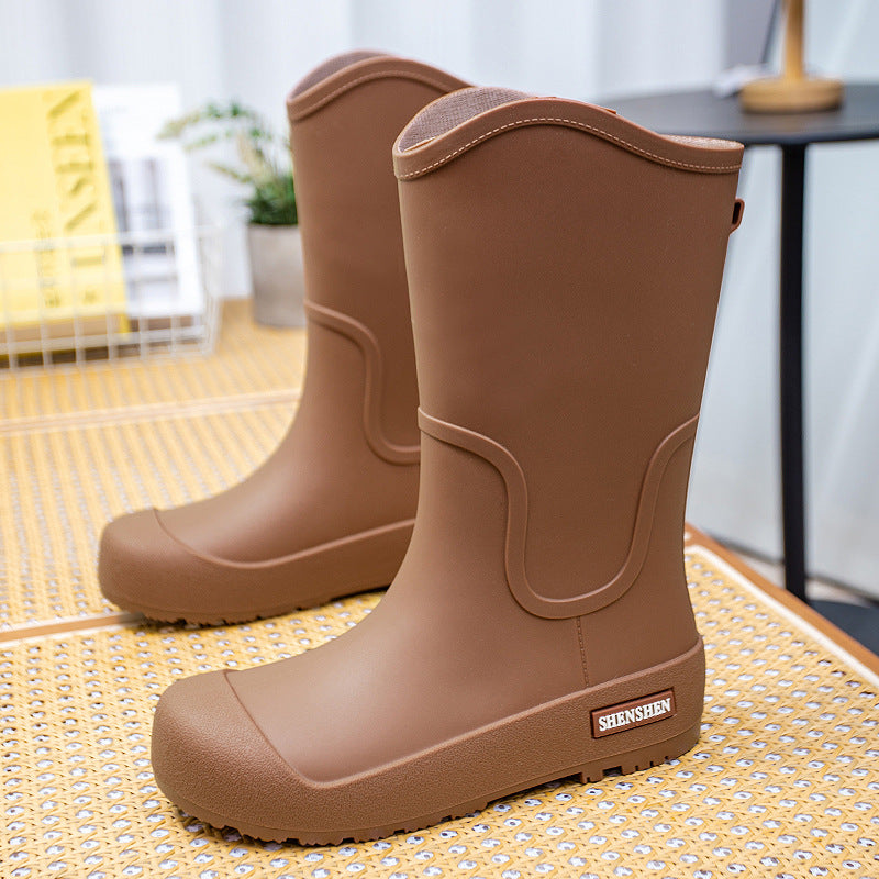 Damen Wasserdichte Mittelhohe Gummistiefel Mit Profilsohle